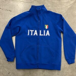 Pensacola Italia Medium Zipper Sweater Mens Blue Vintage Stretch